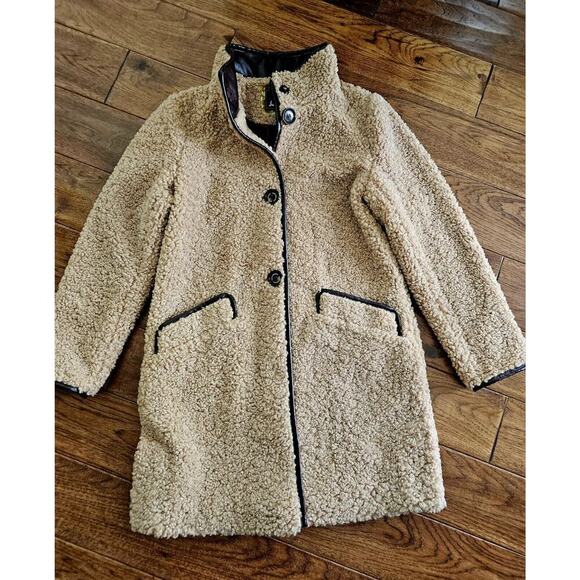 Sam Edelman Teddy Coat Shearling Camel Faux Leather Trim Women's Size XS - Picture 1 of 13